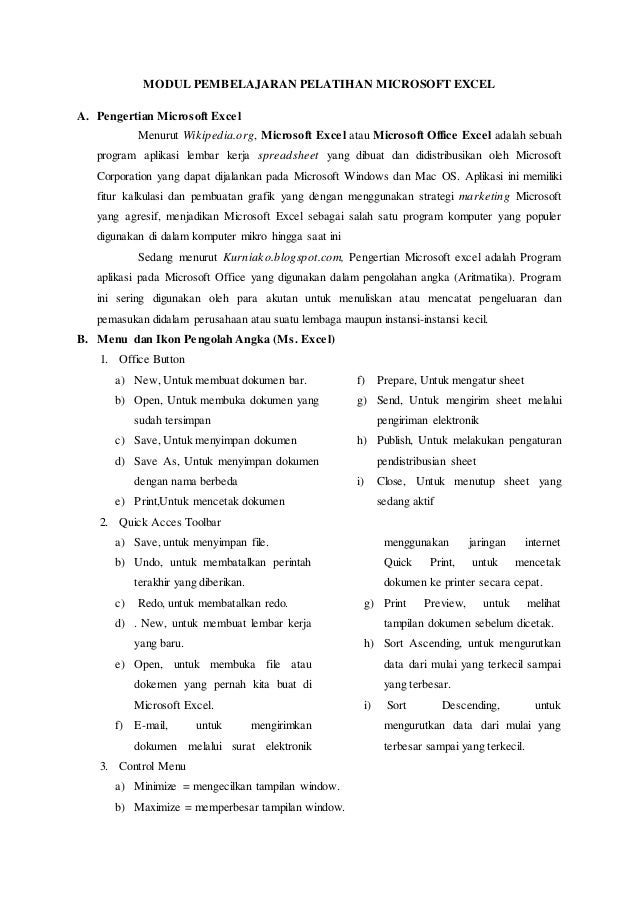 Modul pembelajaran Ms. Excel