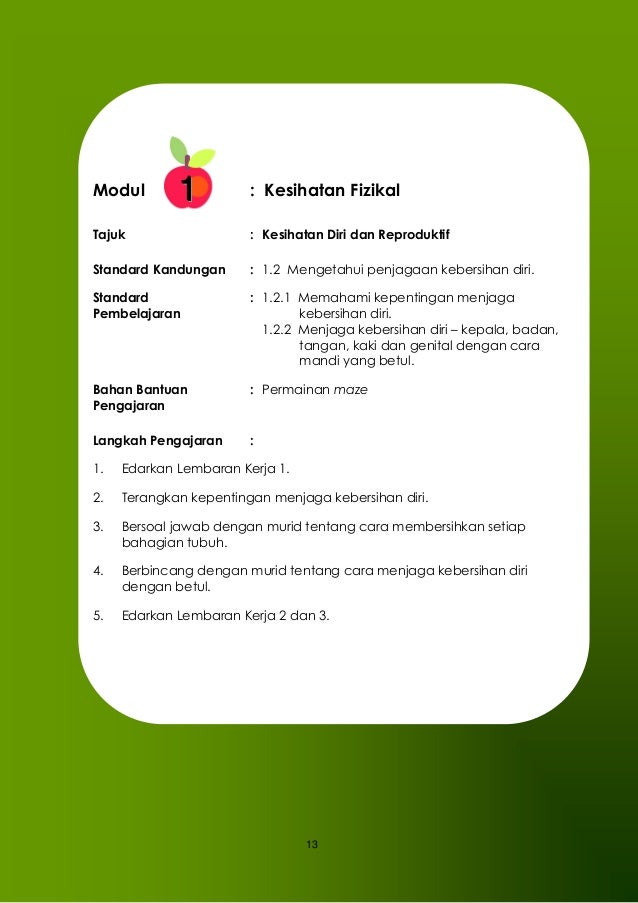 Modul pengajaran pend kesihatan thn1