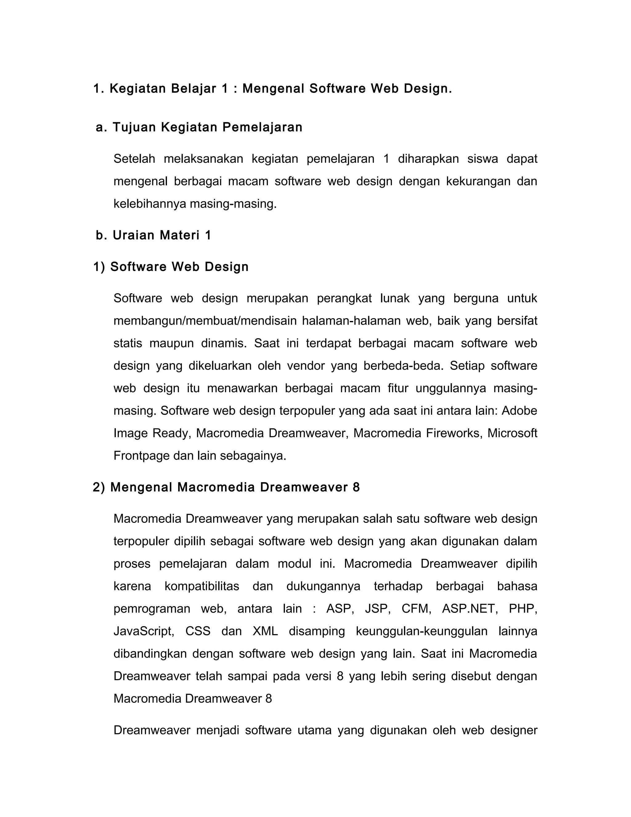 Modul pengenalan dreamweaver | PDF