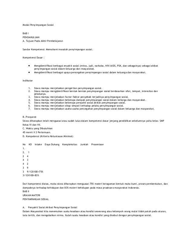 Modul Penyimpangan Sosial Docx Ips