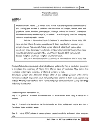 Sbp Questions Modul perfect score sbp biology spm 2014 | PDF