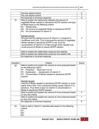 Modul perfect score sbp biology spm 2014 skema | PDF