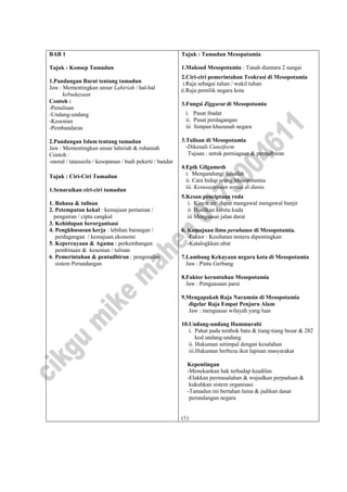 BAB 1
Tajuk : Konsep Tamadun
1.Pandangan Barat tentang tamadun
Jaw : Mementingkan unsur Lahiriah / hal-hal
kebudayaan
Cont...