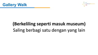 Gallery Walk
(Berkeliling seperti masuk museum)
Saling berbagi satu dengan yang lain
 