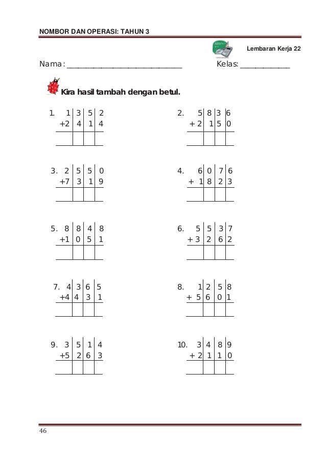 Soalan Latihan Matematik Tahun 2 Pdf - Kecemasan w