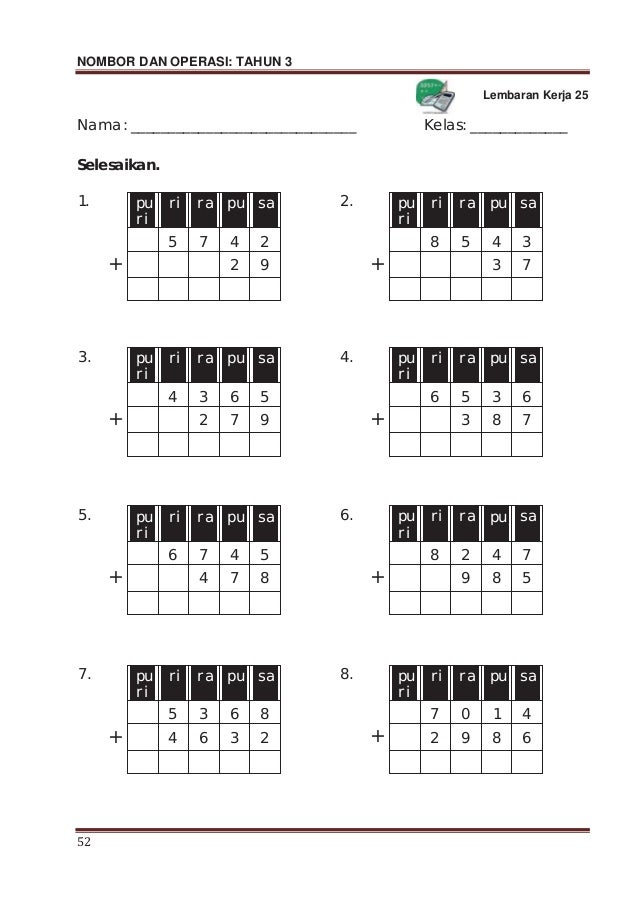 Modul p&p nombor dan operasi tahun 3 sk