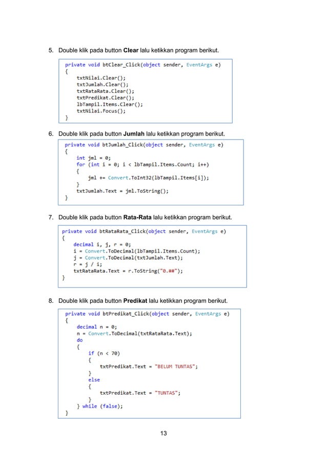Modul Praktikum 5 - Pemrograman Visual | PDF