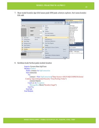 Modul Praktikum Algoritma dan Pemrograman Visual Basic net | PDF
