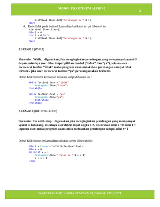 Modul Praktikum Algoritma dan Pemrograman Visual Basic net | PDF