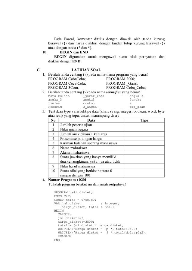 Modul praktikum Pascal