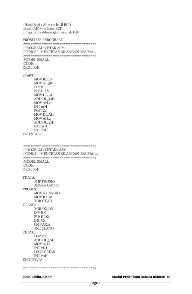 Modul praktikum bahasa rakitan 10