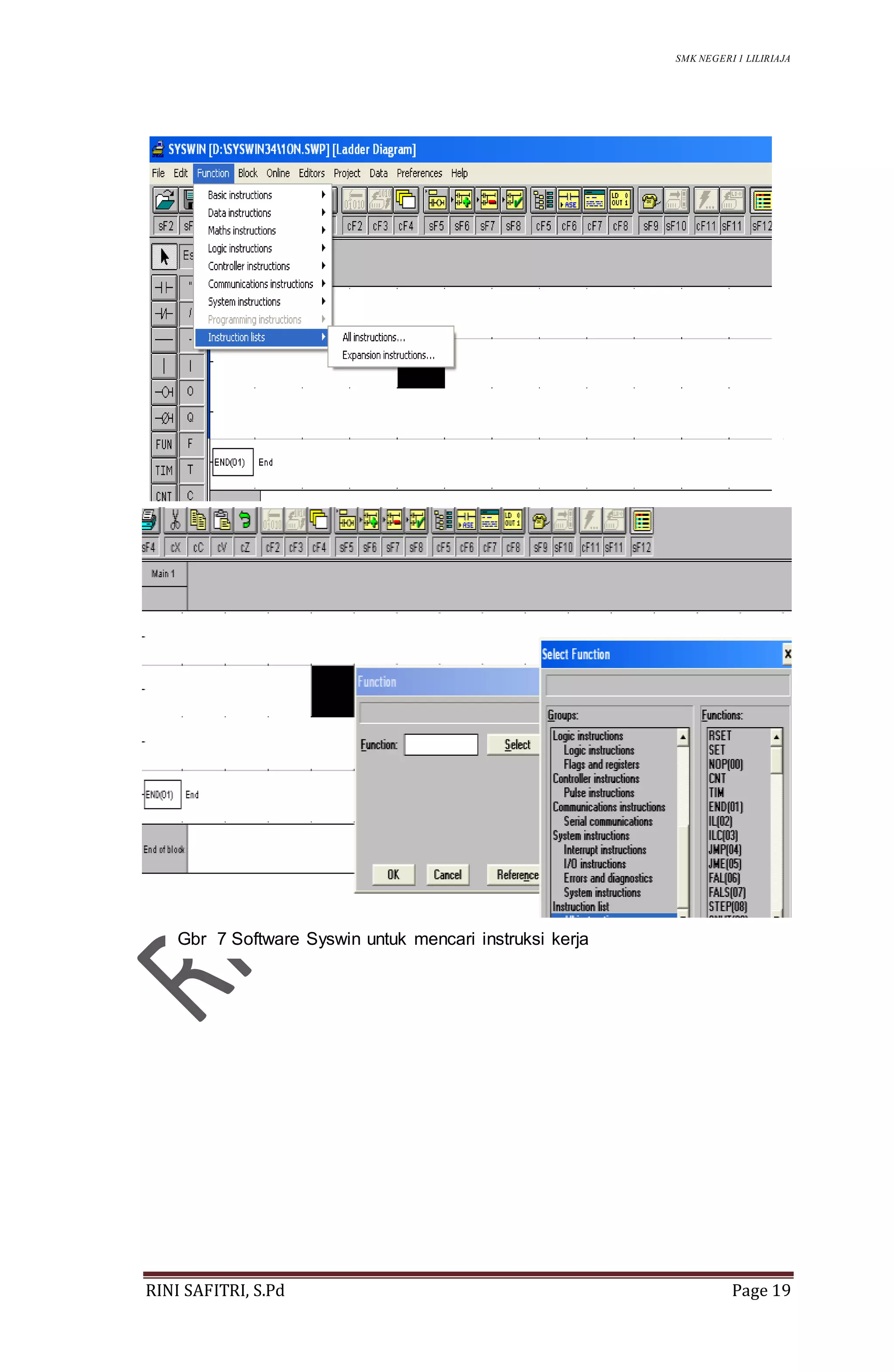 SMK NEGERI 1 LILIRIAJA
RINI SAFITRI, S.Pd Page 19
Lalu pilih All instructions maka muncul sbb:
Gbr 7 Software Syswin untuk mencari instruksi kerja
 
