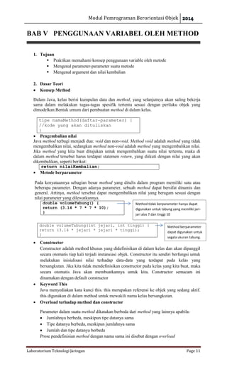 Modul praktikum java pemrograman berorientasi objek | PDF