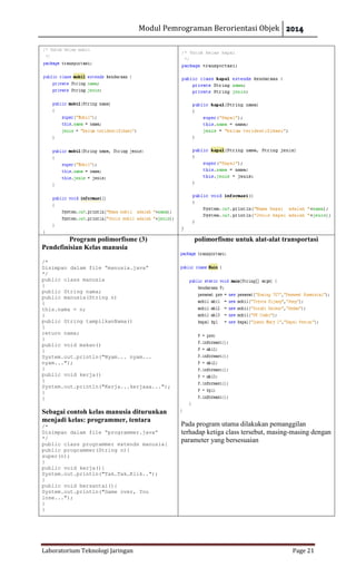 Modul praktikum java pemrograman berorientasi objek | PDF