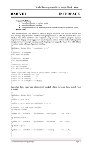 Modul praktikum java pemrograman berorientasi objek | PDF