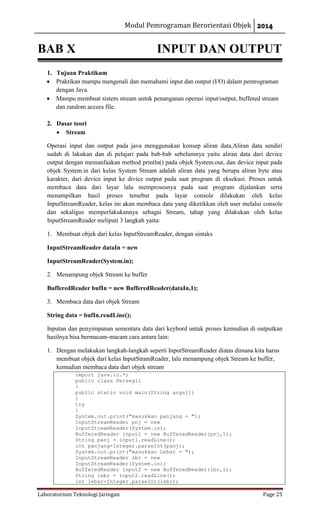 Modul praktikum java pemrograman berorientasi objek | PDF