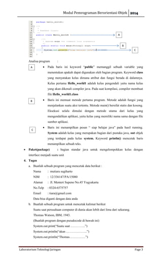 Modul praktikum java pemrograman berorientasi objek | PDF