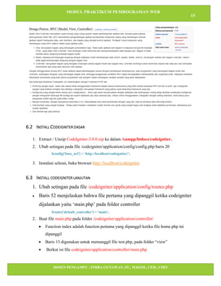 Modul praktikum Pemrograman web Backend dengan Codeigniter dan LTE | PDF