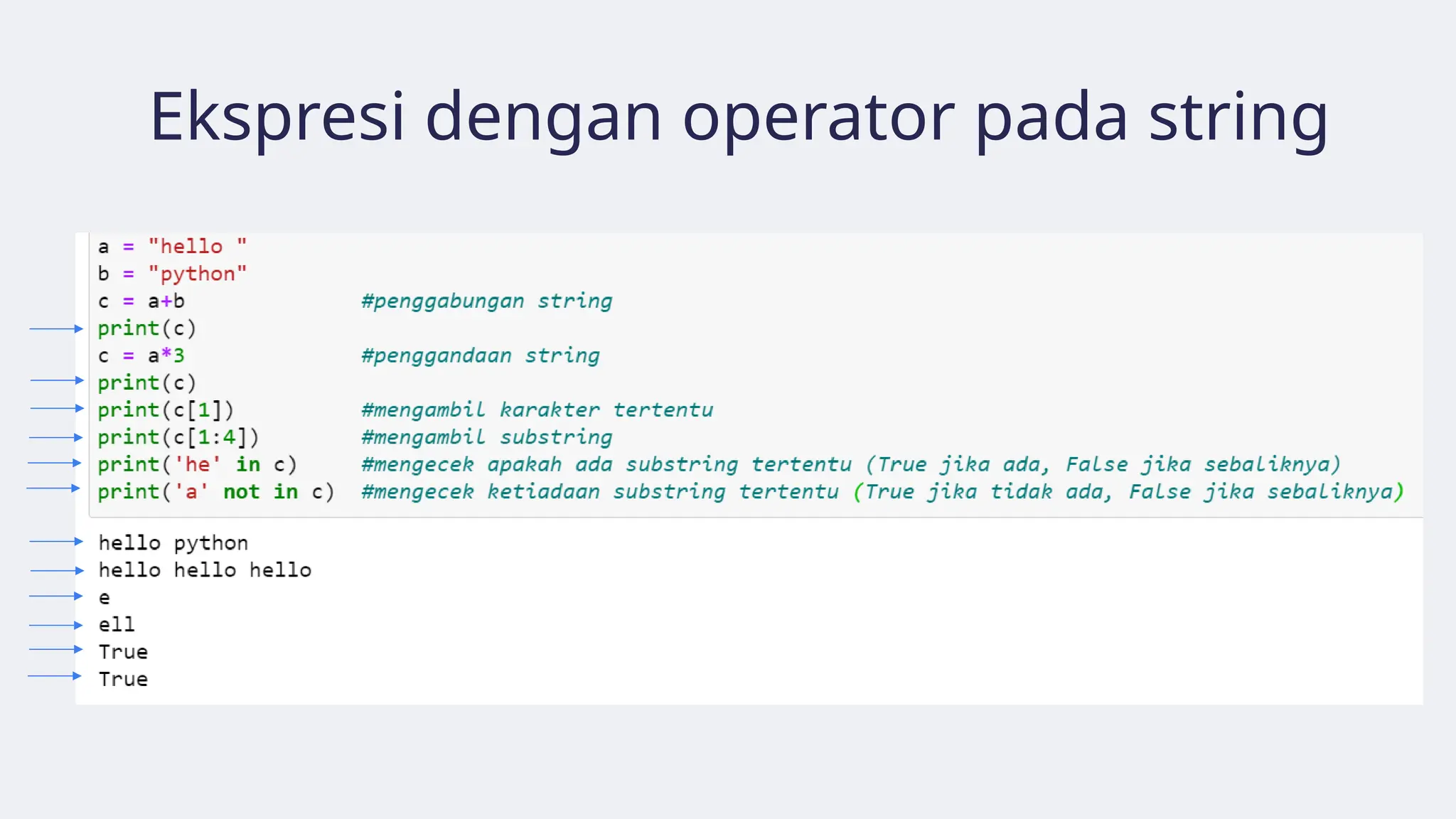 Ekspresi dengan operator pada string
 