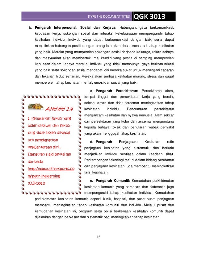 Modul Pembelajaran Kesihatan dan Kesejahteraan
