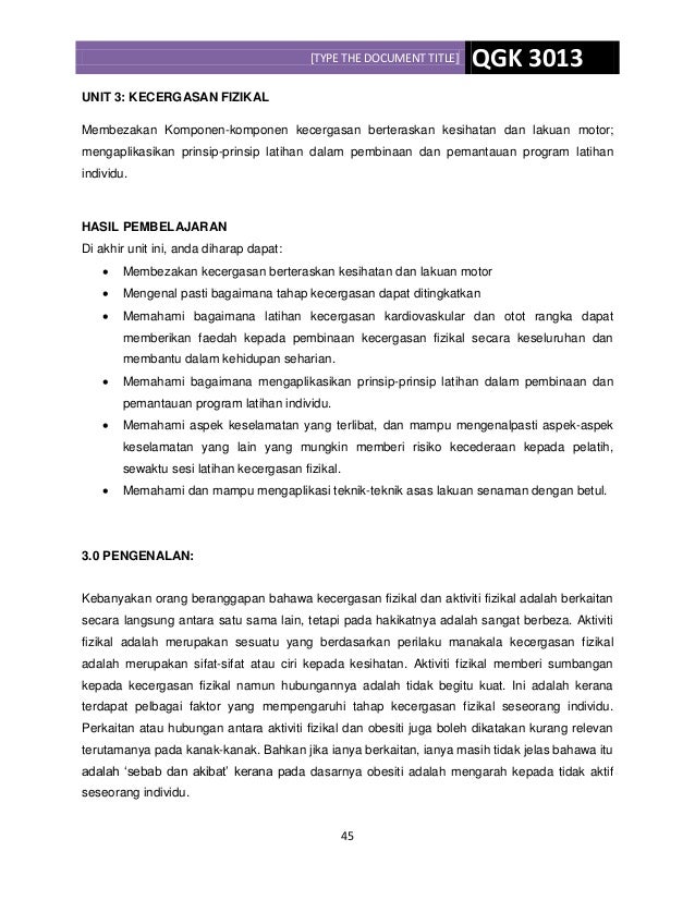 Modul Pembelajaran Kesihatan Dan Kesejahteraan
