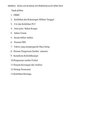 Modul Ramalan Perniagaan Spm 2018a