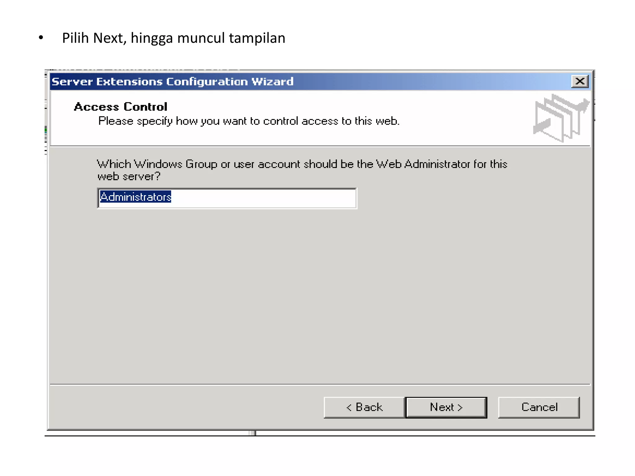 Pilih Next, hingga muncul tampilan