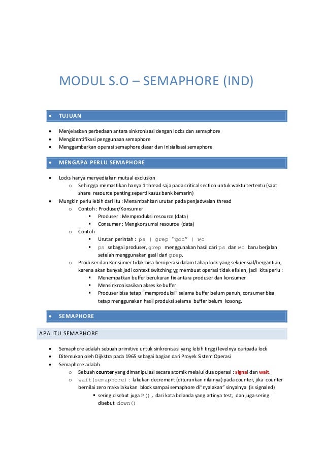 Modul Sistem Operasi Semaphore