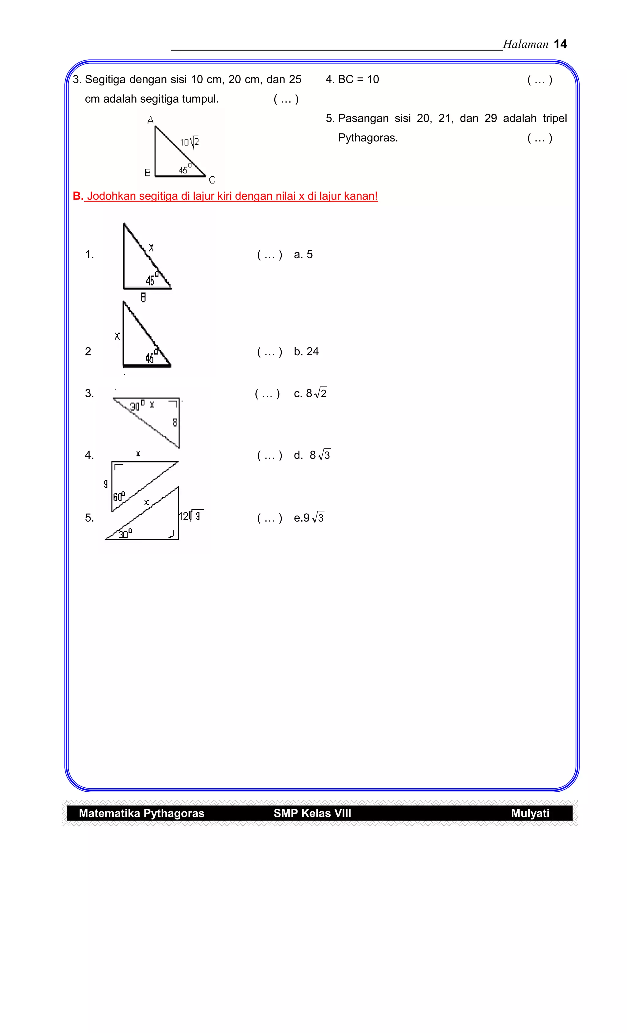 Modul theorema pythagoras mulyati | PDF