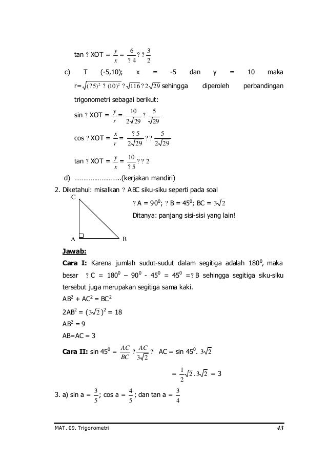 Modul Trigonometri Susunan Drs Mega Teguh B M Pd