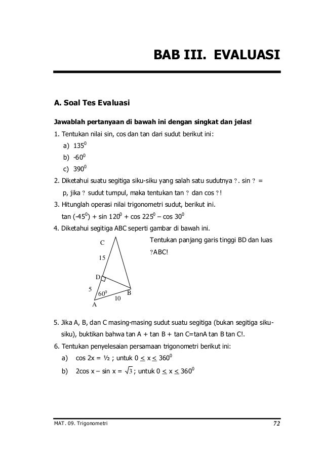 Soal Identitas Trigonometri Kelas 10 Kurikulum 2013 Soal Identitas Trigonometri Kelas 10 Kurikulum 2013