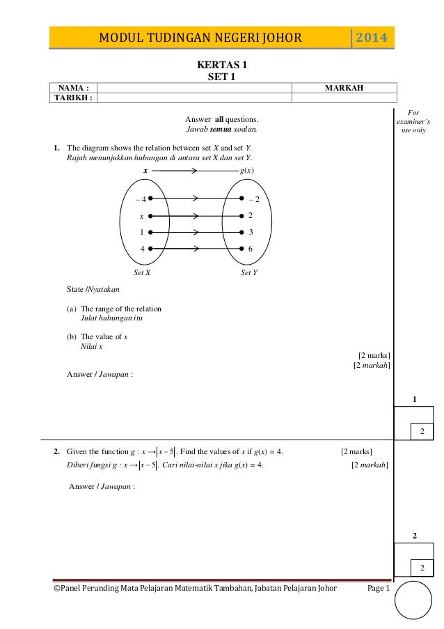 Modul tudingan kertas 1 set 1