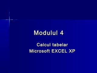 Modulul 4
   Calcul tabelar
Microsoft EXCEL XP
 