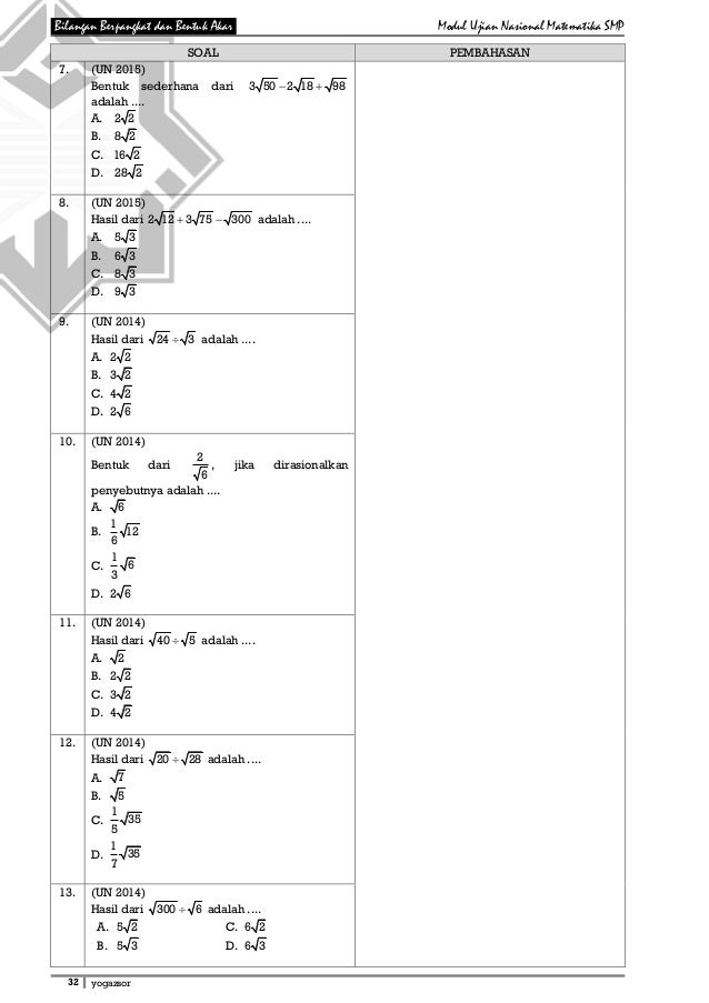 Soal un matematika smp 2019 pdf