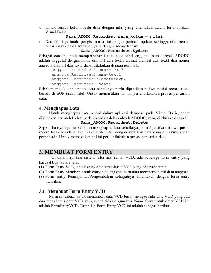 Membangun Aplikasi Database Oracle Menggunakan Visual Basic