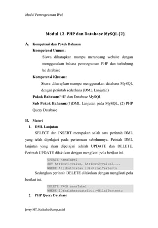 Modul Php Mysql Modul web | PDF