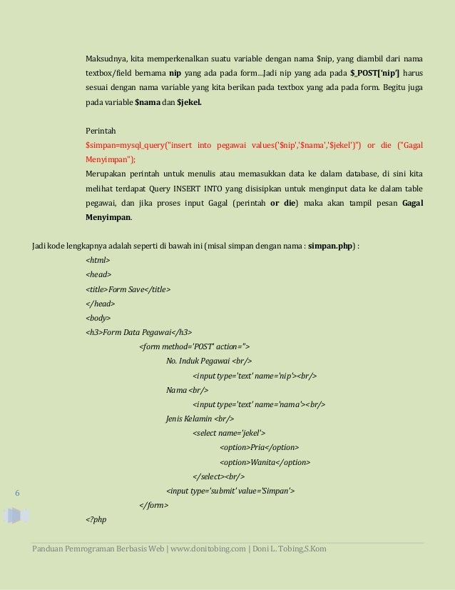 Panduan Pemrograman Berbasis Web dengan HTML PHP dan Panduan Pemrograman Berbasis Web dengan HTML PHP dan