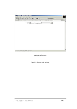 Gambar 18: Cari.htm
Tabel 12: Source code cari.php
Edit By SMK Taruna Bhakti /WP/2010 143
 