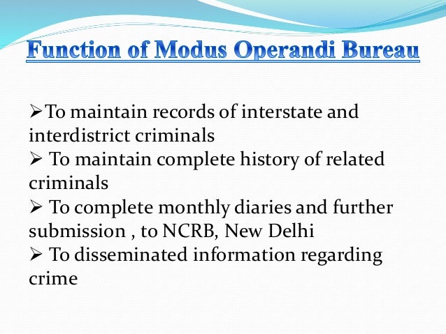 Elements of modus operandi