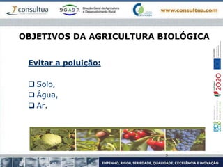 OBJETIVOS DA AGRICULTURA BIOLÓGICA
Evitar a poluição:
 Solo,
 Água,
 Ar.
5
 