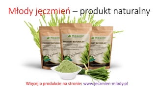 Młody jęczmień –produkt naturalny 
Więcej o produkcie na stronie: www.jeczmien-mlody.pl  
