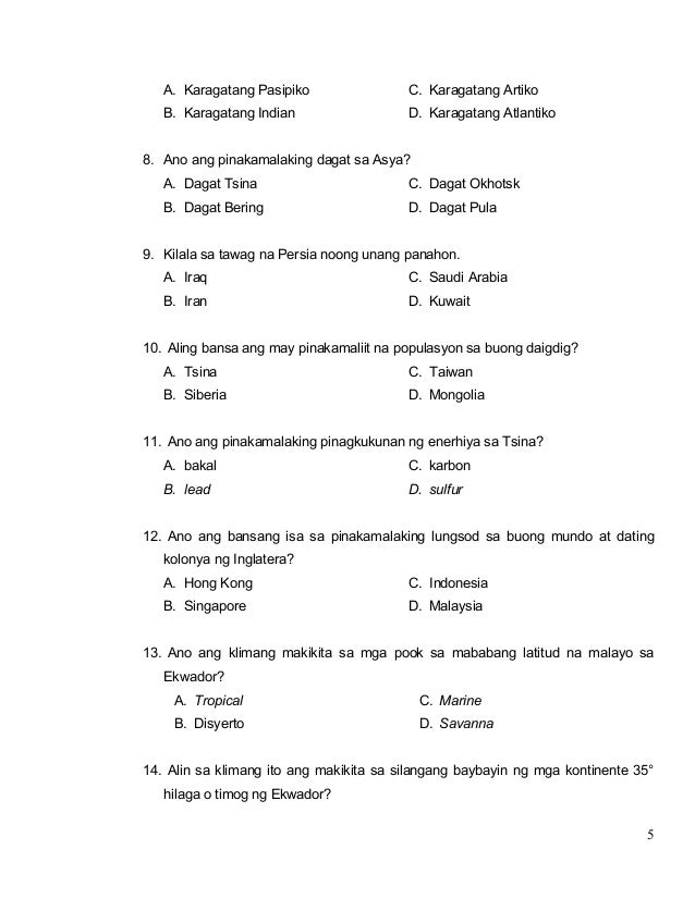Alin Sa Mga Sumusunod Ang Pinakamalaking Karagatan Modyul 1 heograpiya ng asya