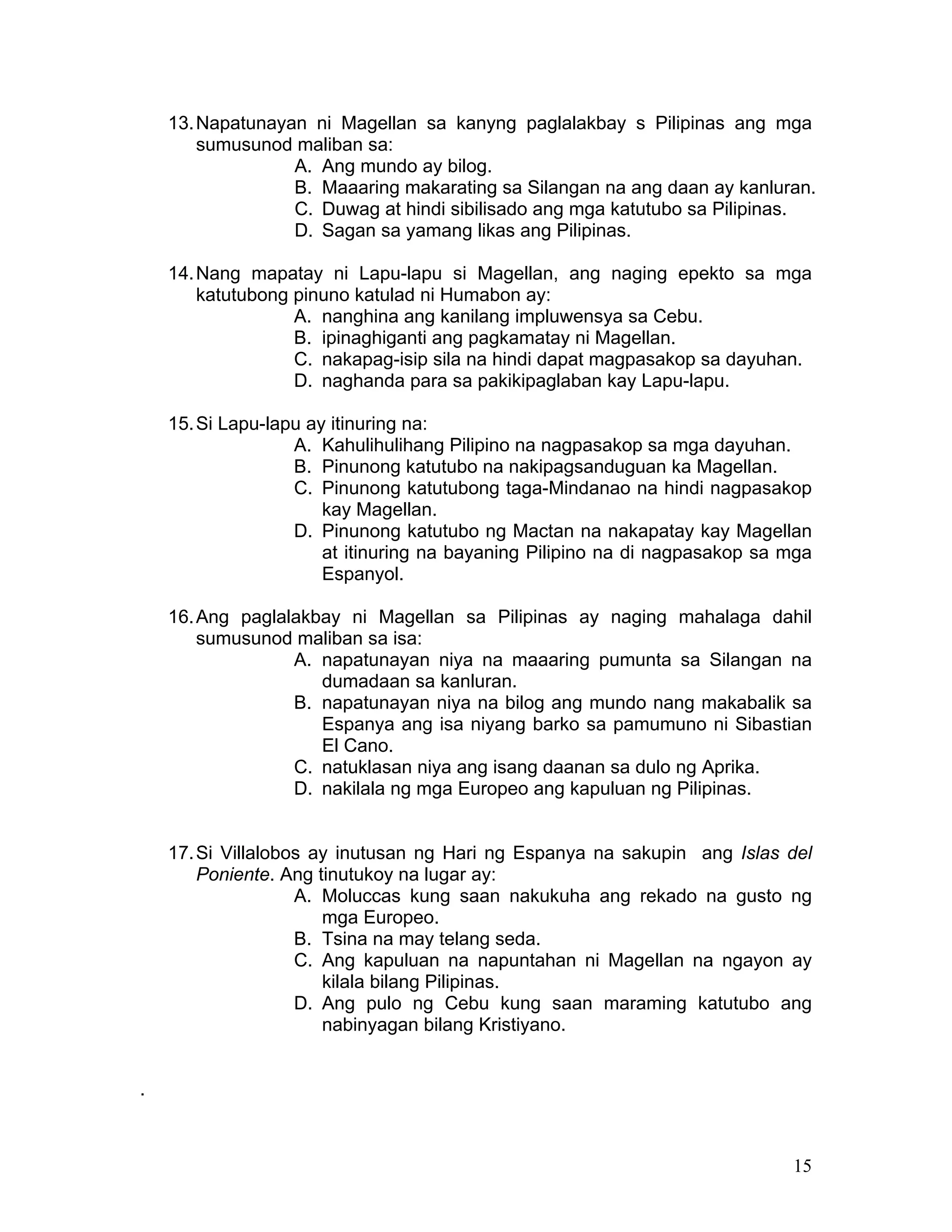 Mga Rekado Modyul 5 ang pagdating ng mga kastila | PDF