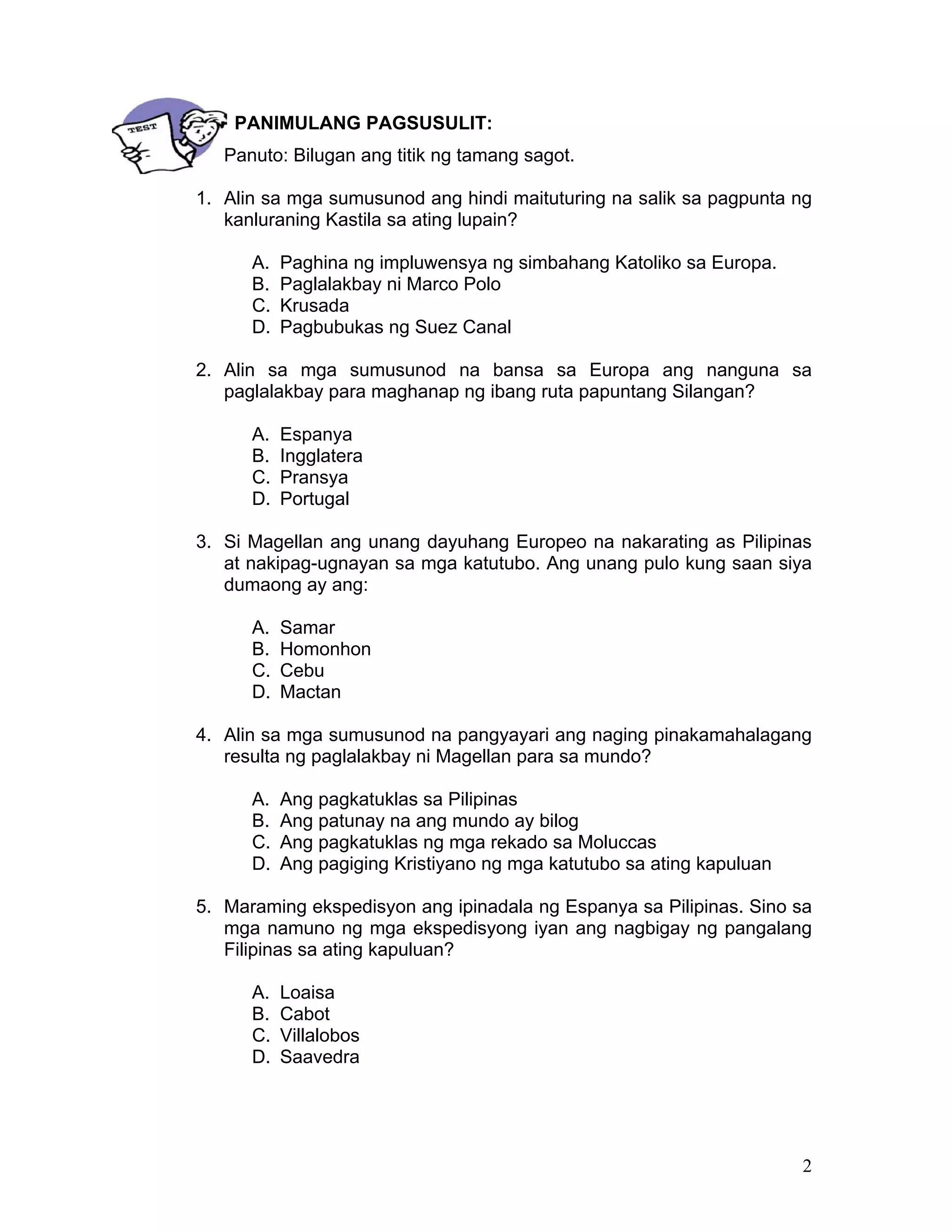 Mga Rekado Modyul 5 ang pagdating ng mga kastila | PDF