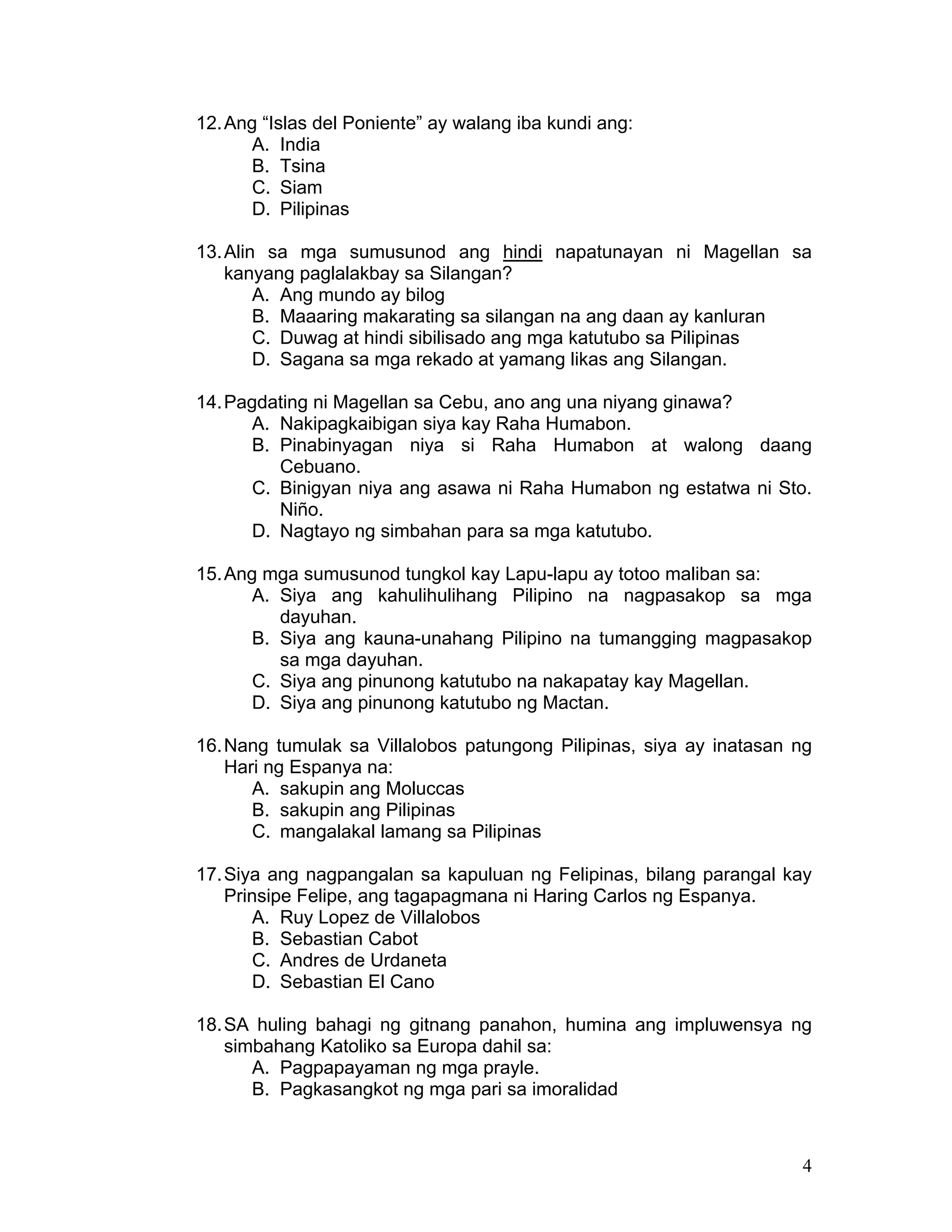 Mga Rekado Modyul 5 ang pagdating ng mga kastila | PDF
