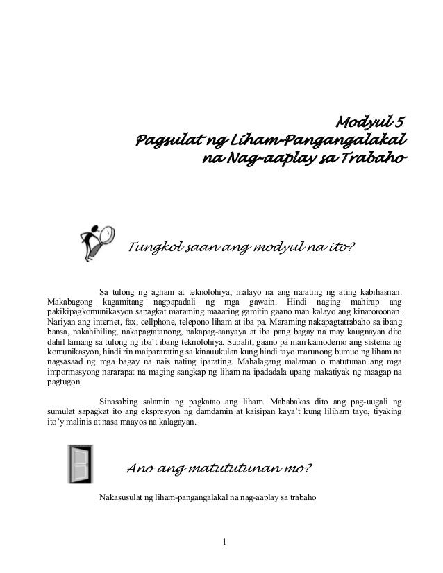 Modyul 5 pagsulat ng liham pangangalakal na nag-aaplay sa t