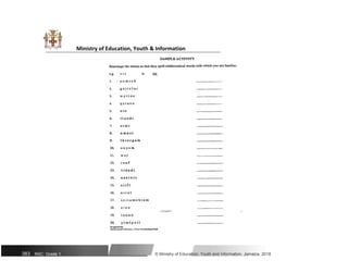 Ministry of Education, Youth & Information
383 NSC: Grade 1 © Ministry of Education, Youth and Information, Jamaica. 2018
 