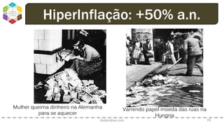 dodandrea.com 79
HiperInflação: +50% a.n.
Mulher queima dinheiro na Alemanha
para se aquecer
Varrendo papel moeda das ruas na
Hungria
 