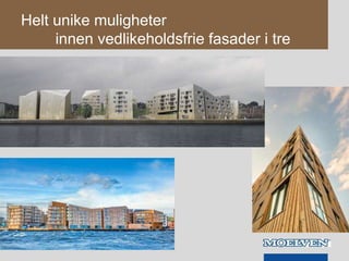 Helt unike muligheter
innen vedlikeholdsfrie fasader i tre
 