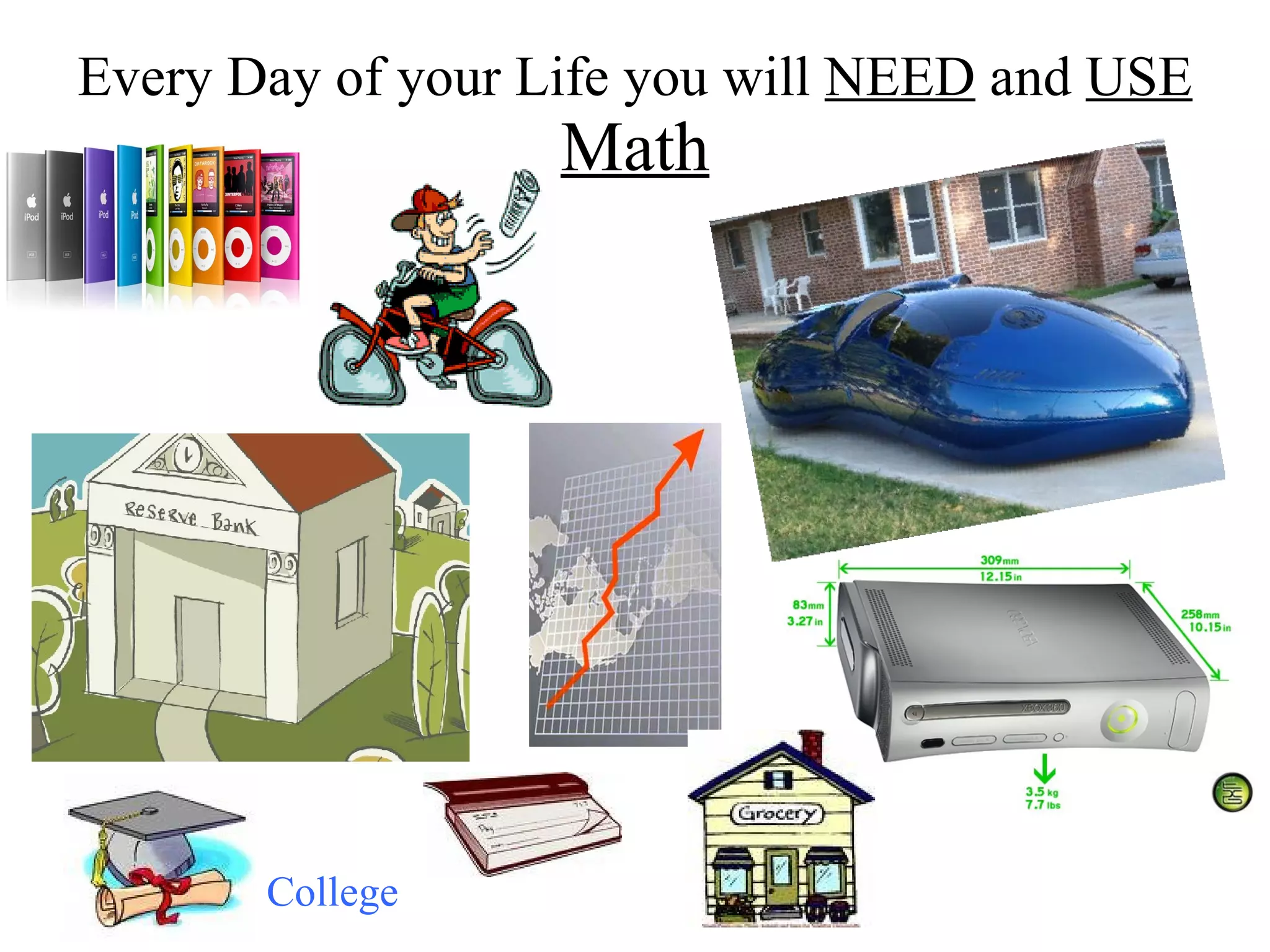 Every Day of your Life you will  NEED  and  USE   Math College 